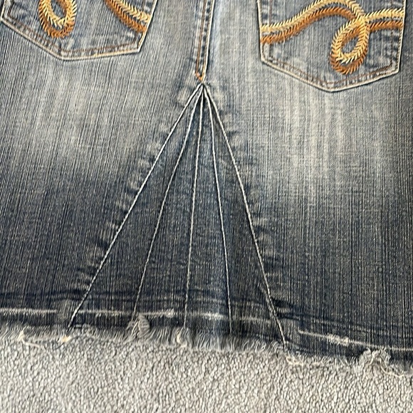 See Thru Soul 90s Y2K Denim Skirt Women’s 27 Raw Edge Western Cowgirl Distressed - Picture 11 of 12